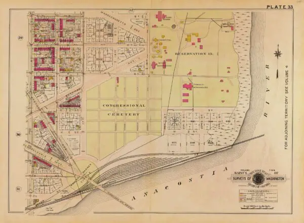 1915 map of the area around Congressional Cemetery