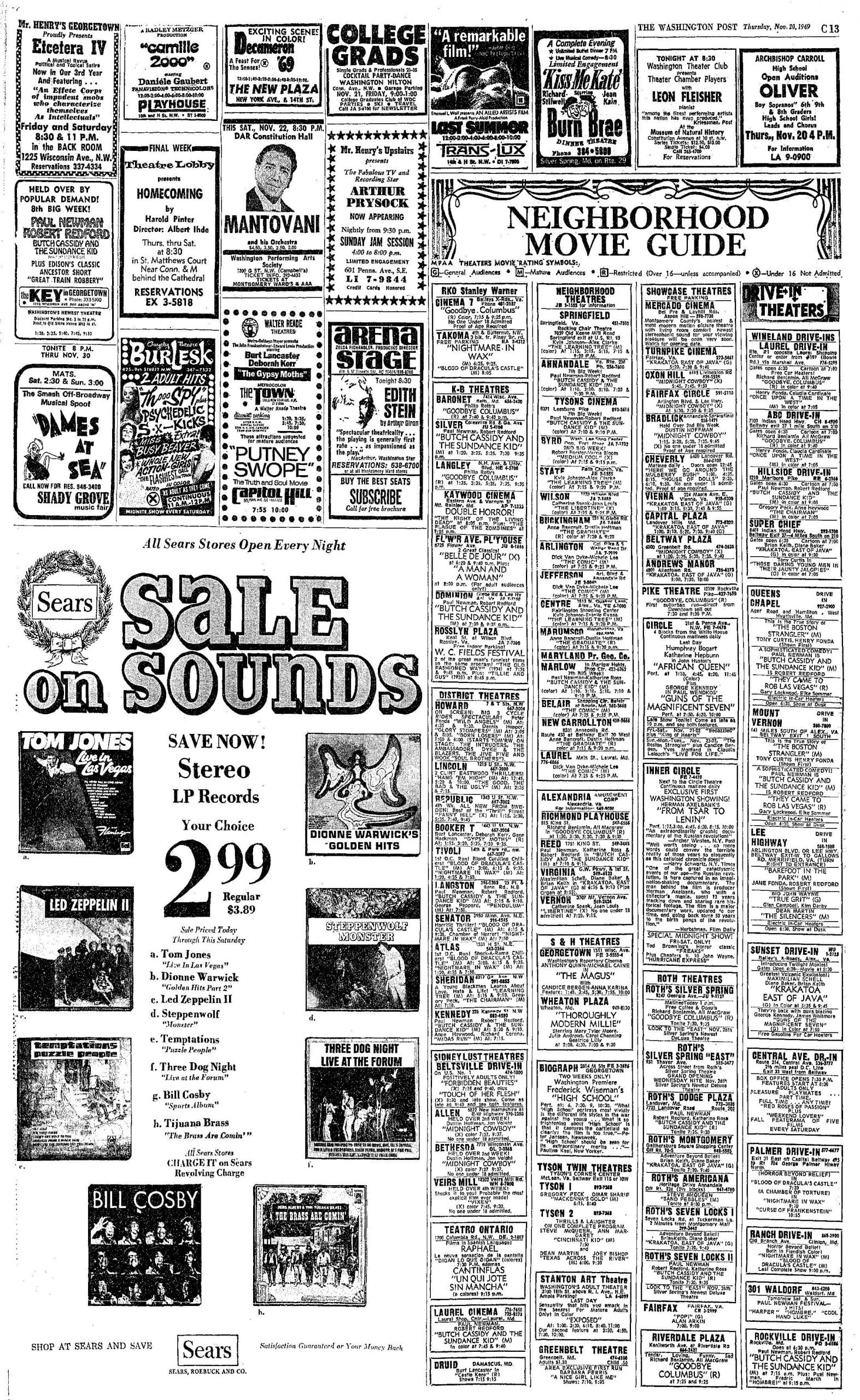 Washington Post movies - November 20th, 1969