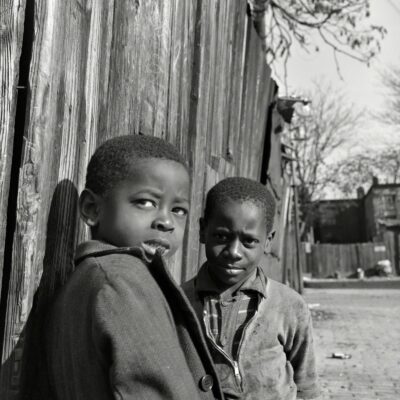 November 1942. Washington, D.C. "Southwest section. Two Negro boys." Large format negative by Gordon Parks, Office of War Information.