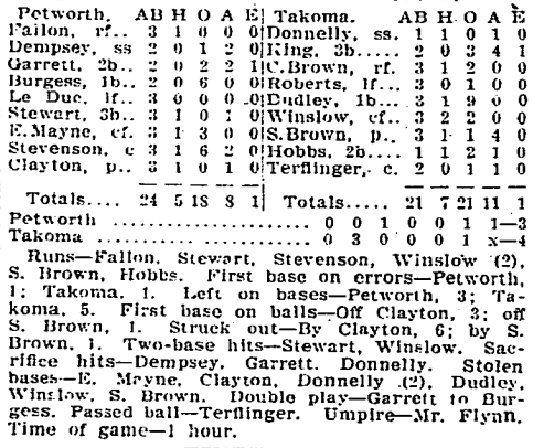 Takoma 4 - Petworth 3 - Washington Post on July 23rd, 1900