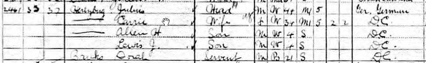 Hertzberg family in the 1910 U.S. Census