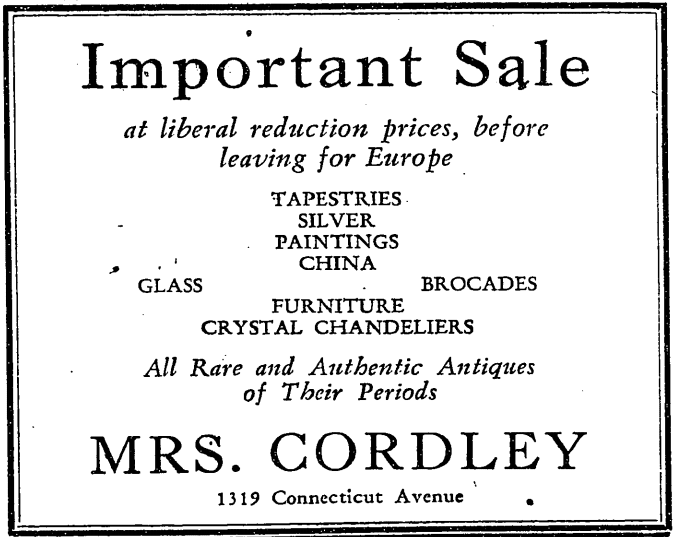 Mrs. Cordley's antiques store