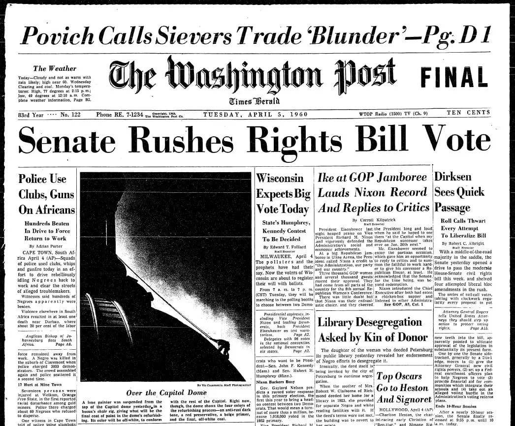 Washington Post - April 5, 1960.