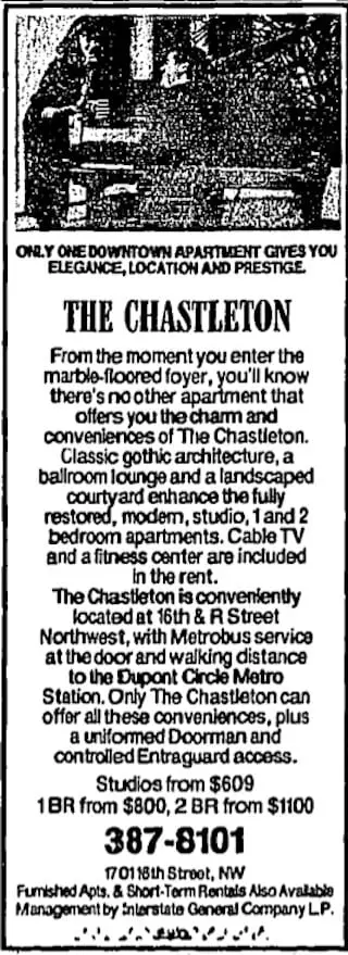 Chastleton advertisement - August 1st, 1990