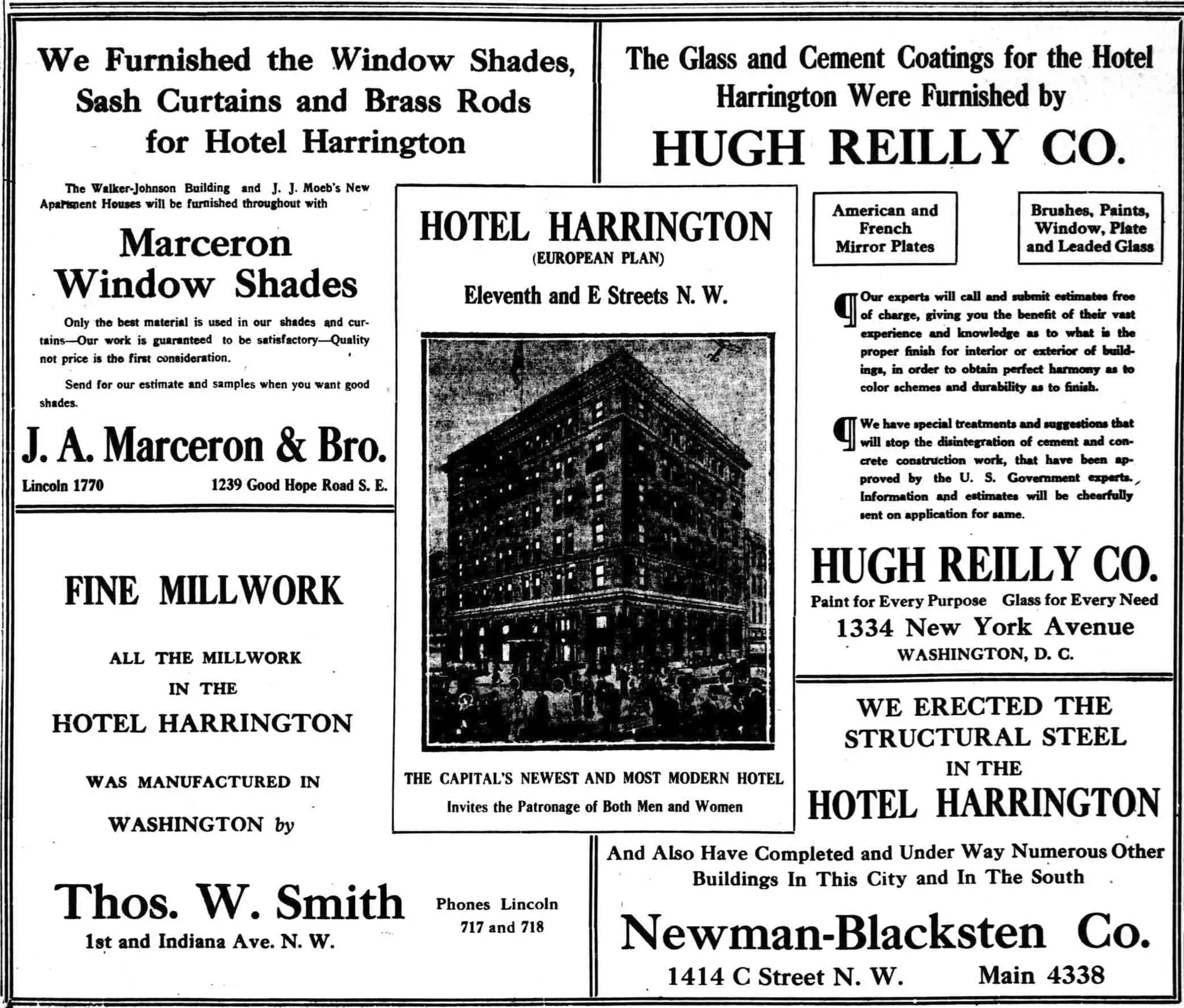Hotel Harrington advertisement - April 2nd, 1914 (Washington Times)