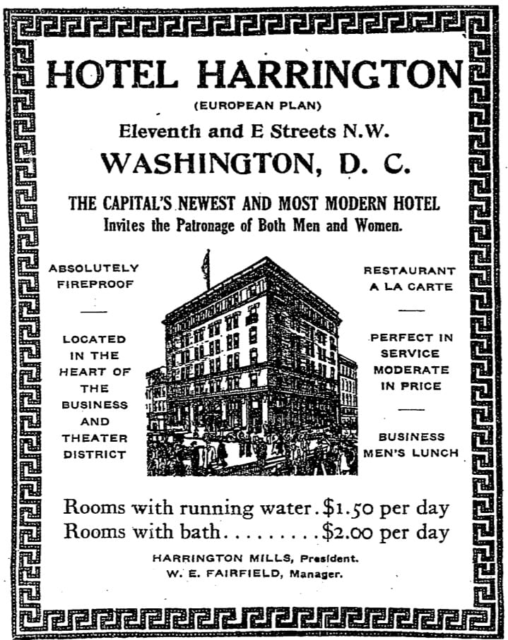 The Hotel Harrington - April 2nd, 1914 (Washington Post)