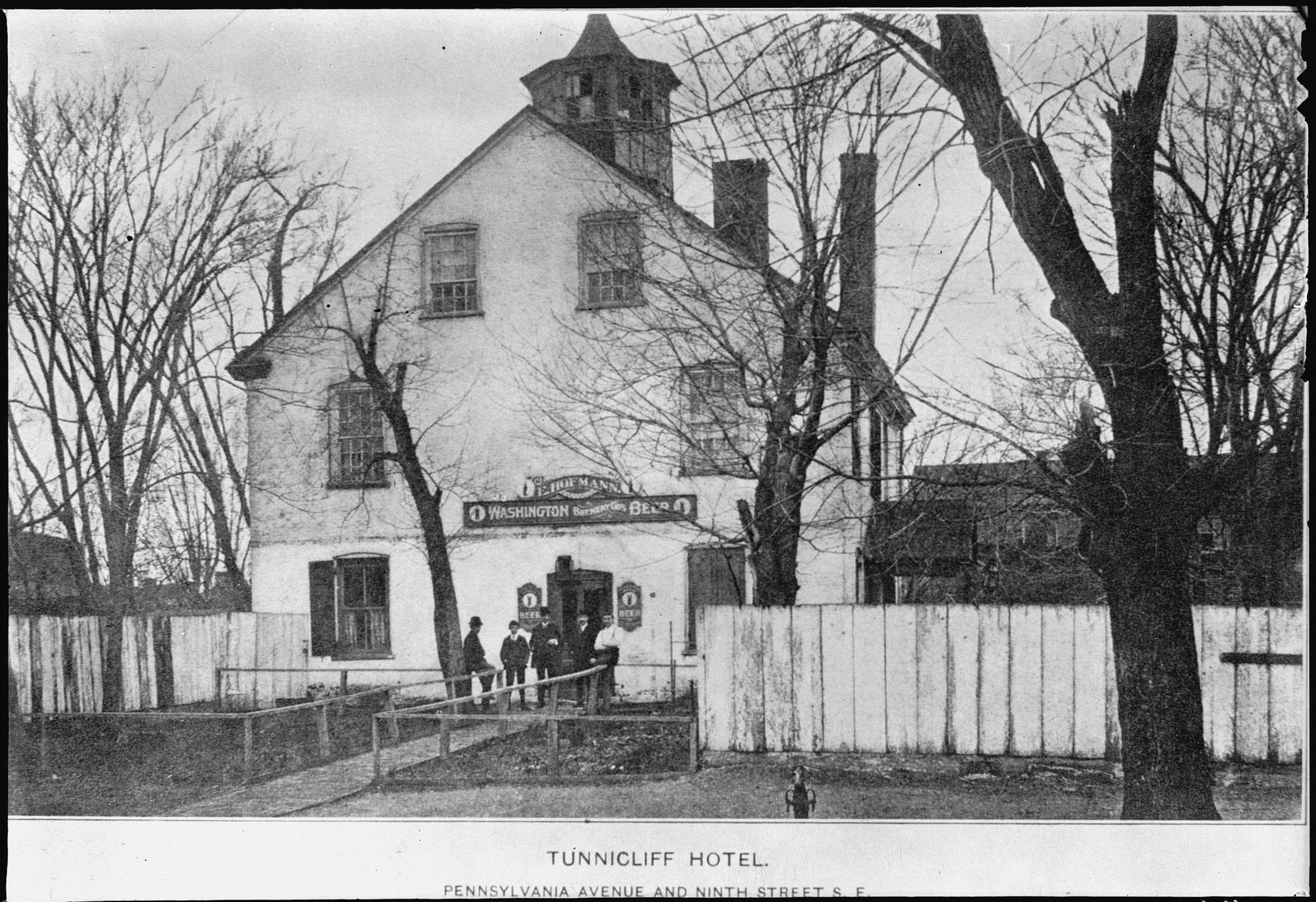 Photo shows historic boarding house, also called Eastern Branch Hotel, on the south side of Pennsylvania Ave., S.E., Washington, D.C. (Source: Records of the Columbia Historical Society, 1904, v. 7, p. 79)