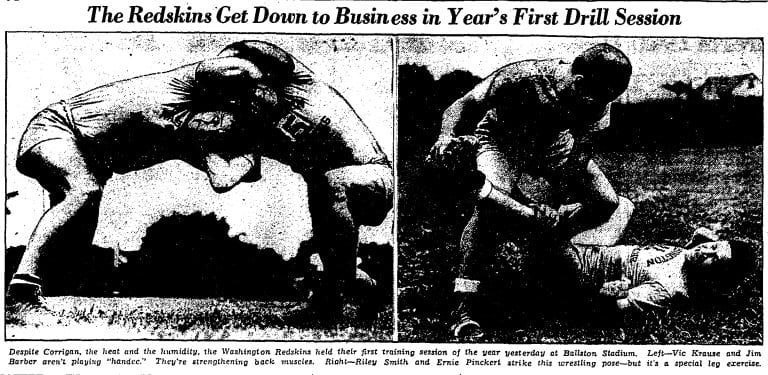 Washington Redskins work out at Ballston Stadium (1938 - Washington Post)