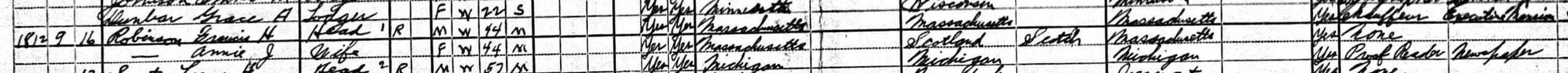 Francis H. Robinson in the 1920 U.S. Census