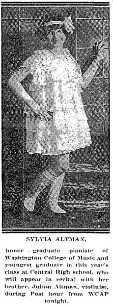 Sylvia Altman in 1926 (Washington Post)