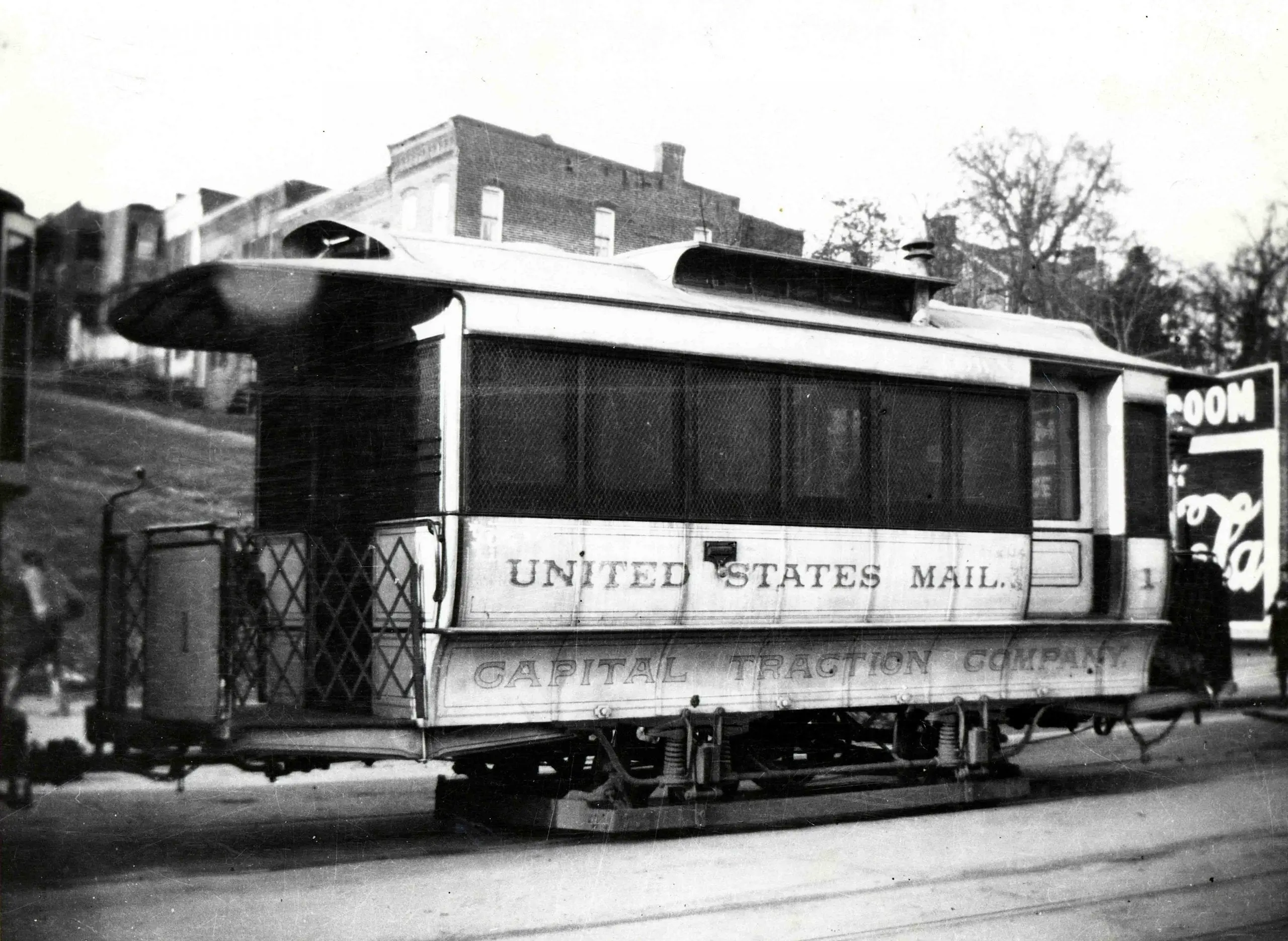 This U.S. mail streetcar, owned and operated by the Capital Traction Company, was used to process and transport mail in Washington, DC.