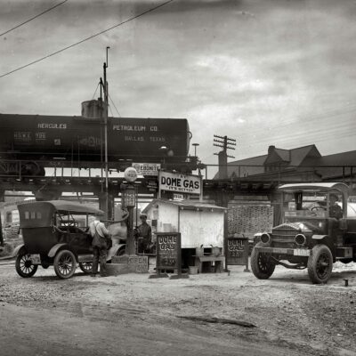 "Dome Oil Co., Takoma Park." In Maryland in 1921, a gritty diorama of the Petroleum Age.