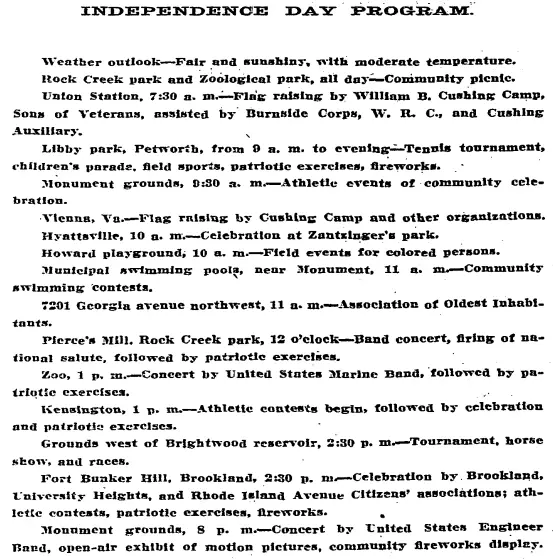 Independence Day program - July 4th, 1914