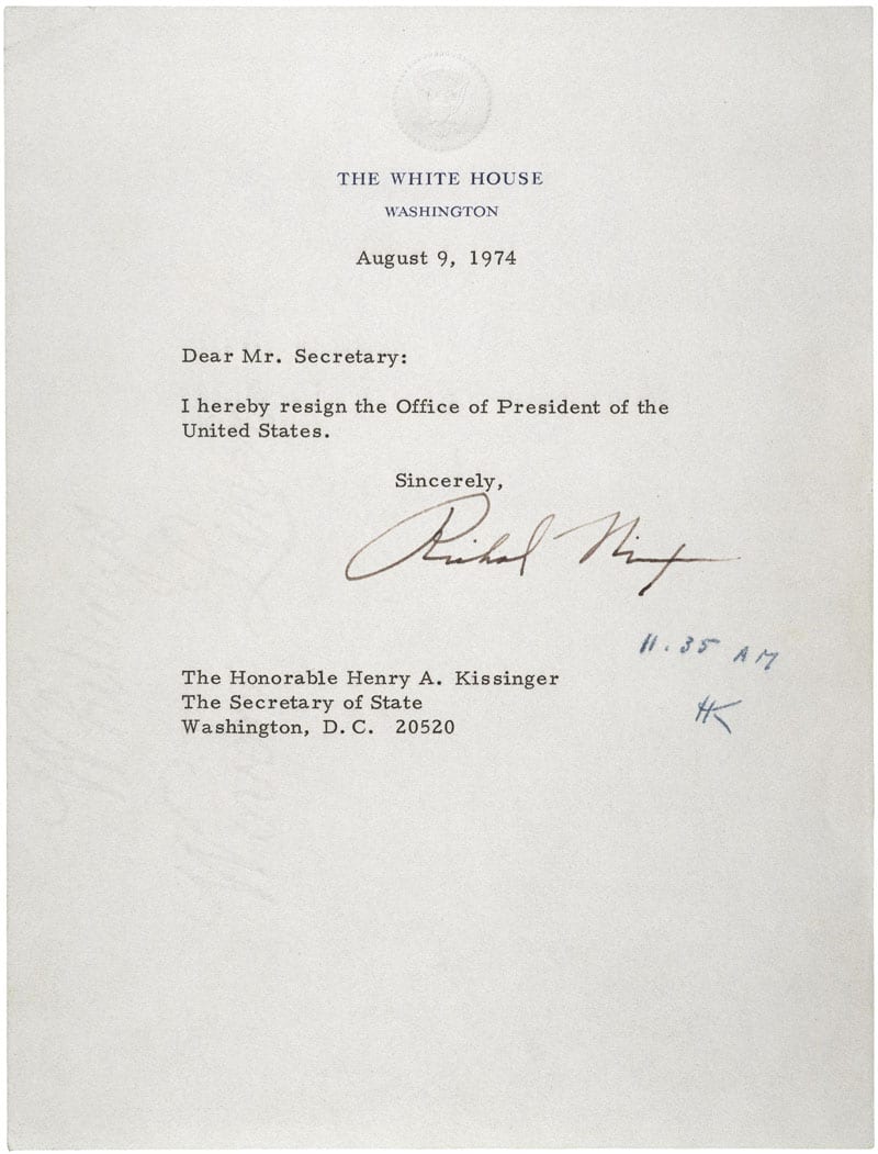 Richard Nixon's letter of resignation