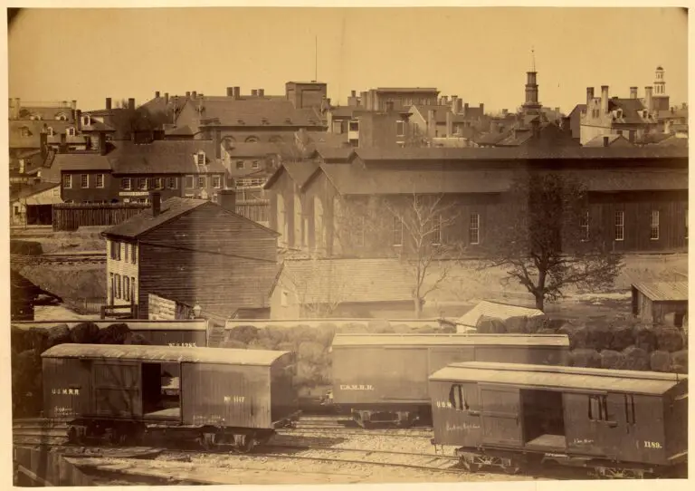 View of Alexandria, Va., showing new engine house in which sixty engines can be stored in working order