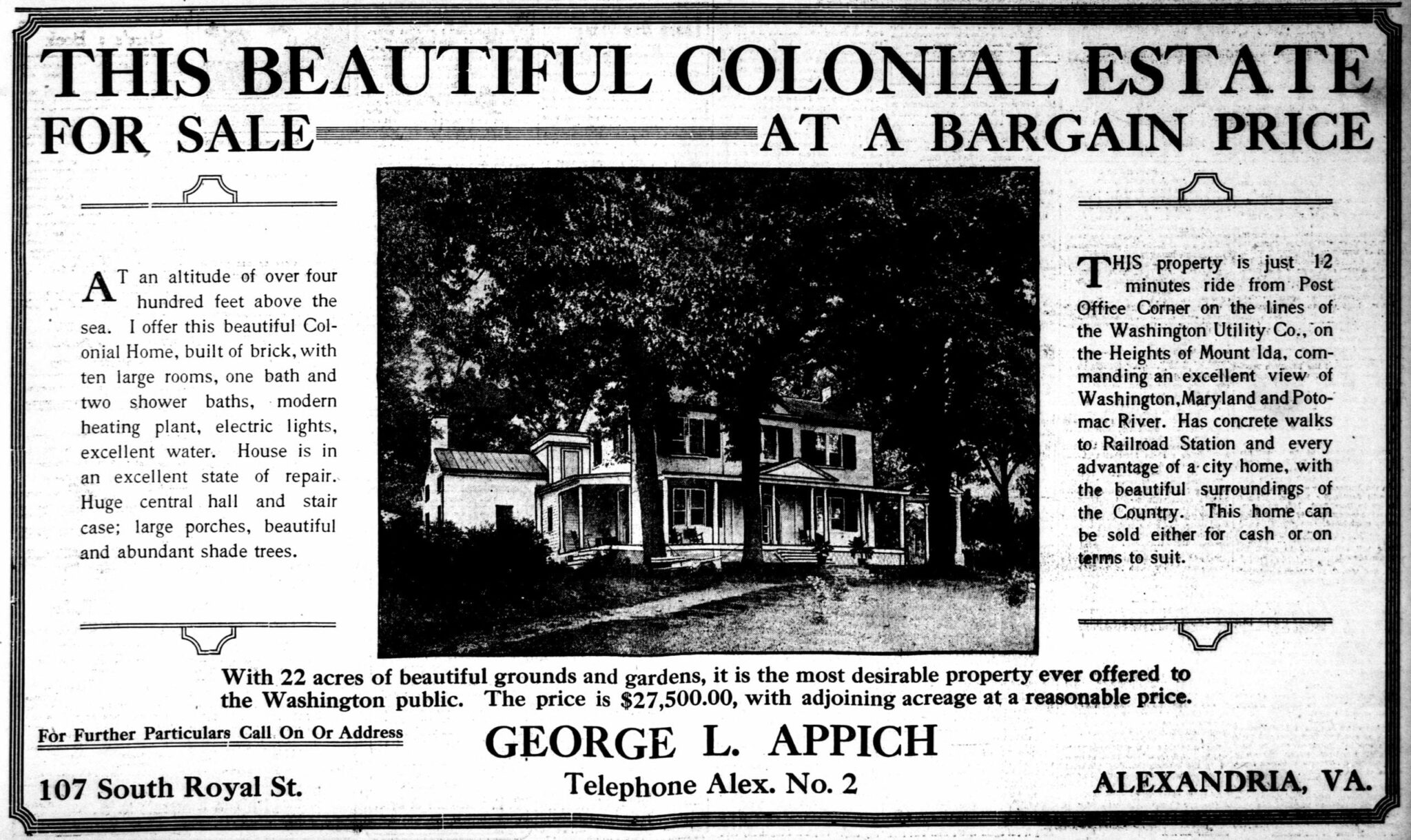 A Look Back at the Estate at 107 South Royal St. in Alexandria