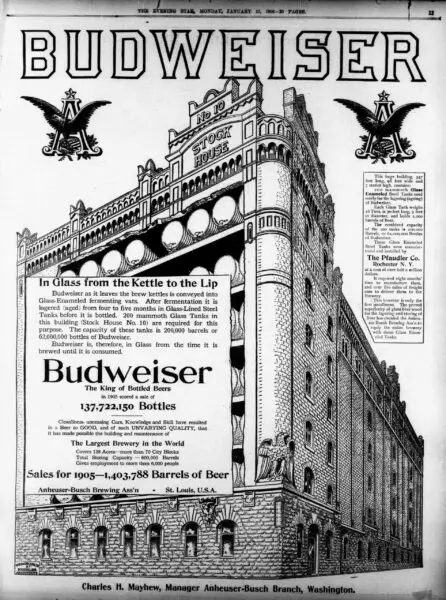 budweiser advertisement - January 15th, 1906