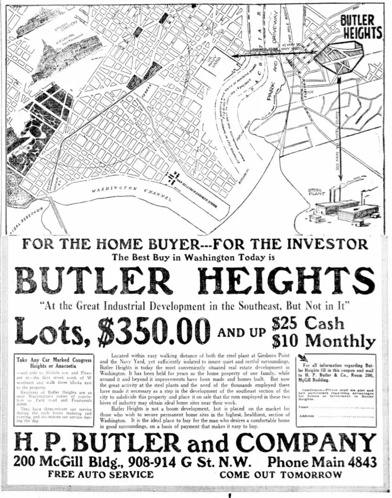 Butler Heights advertisement 1916