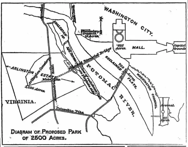diagram of proposed park of 2,500 acres