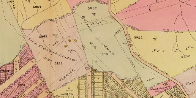 Lindner family tract in the 1921 Baist real estate atlas