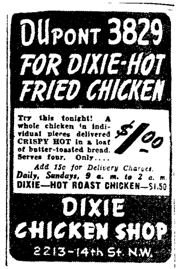 Dixie Chicken Shop advertisement (May 20th, 1939)