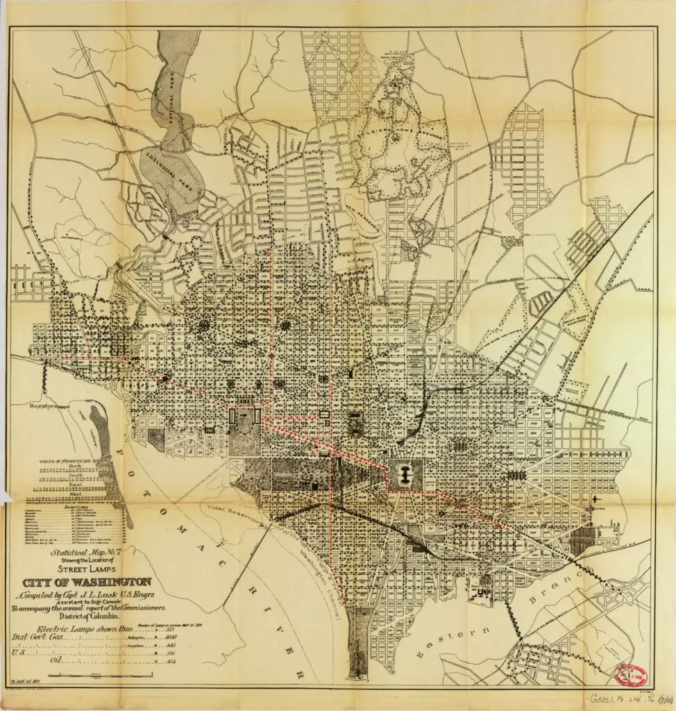 1891 map of street lamps