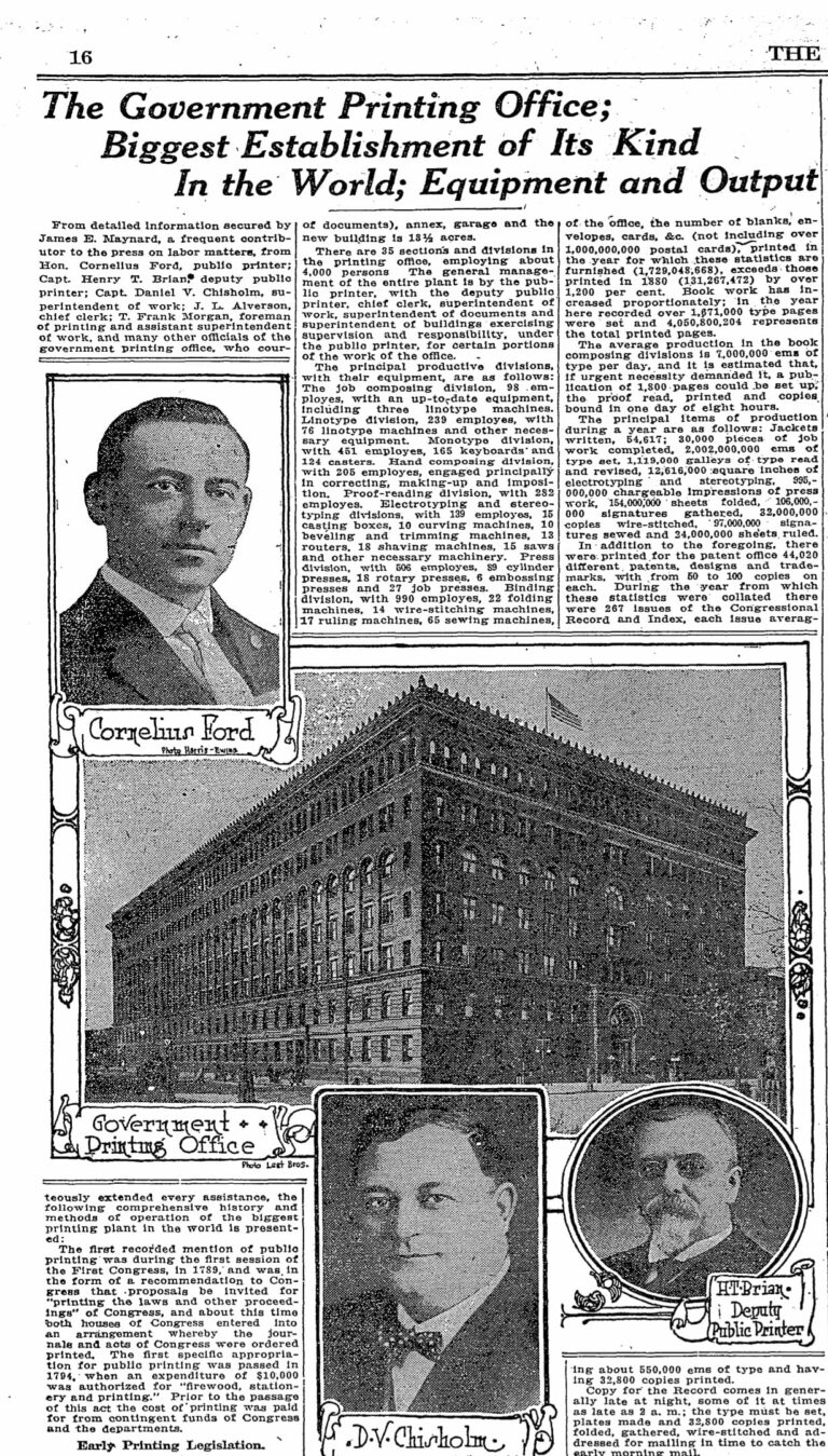 The Government Printing Office World's Largest Printing Office in 1916