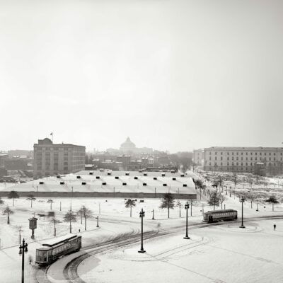 January 1918. Washington, D.C. "Billy Sunday tabernacle." A temporary meeting hall built near Union Station for a three-month series of revival meetings held by the famous evangelist. Harris & Ewing Collection glass negative.