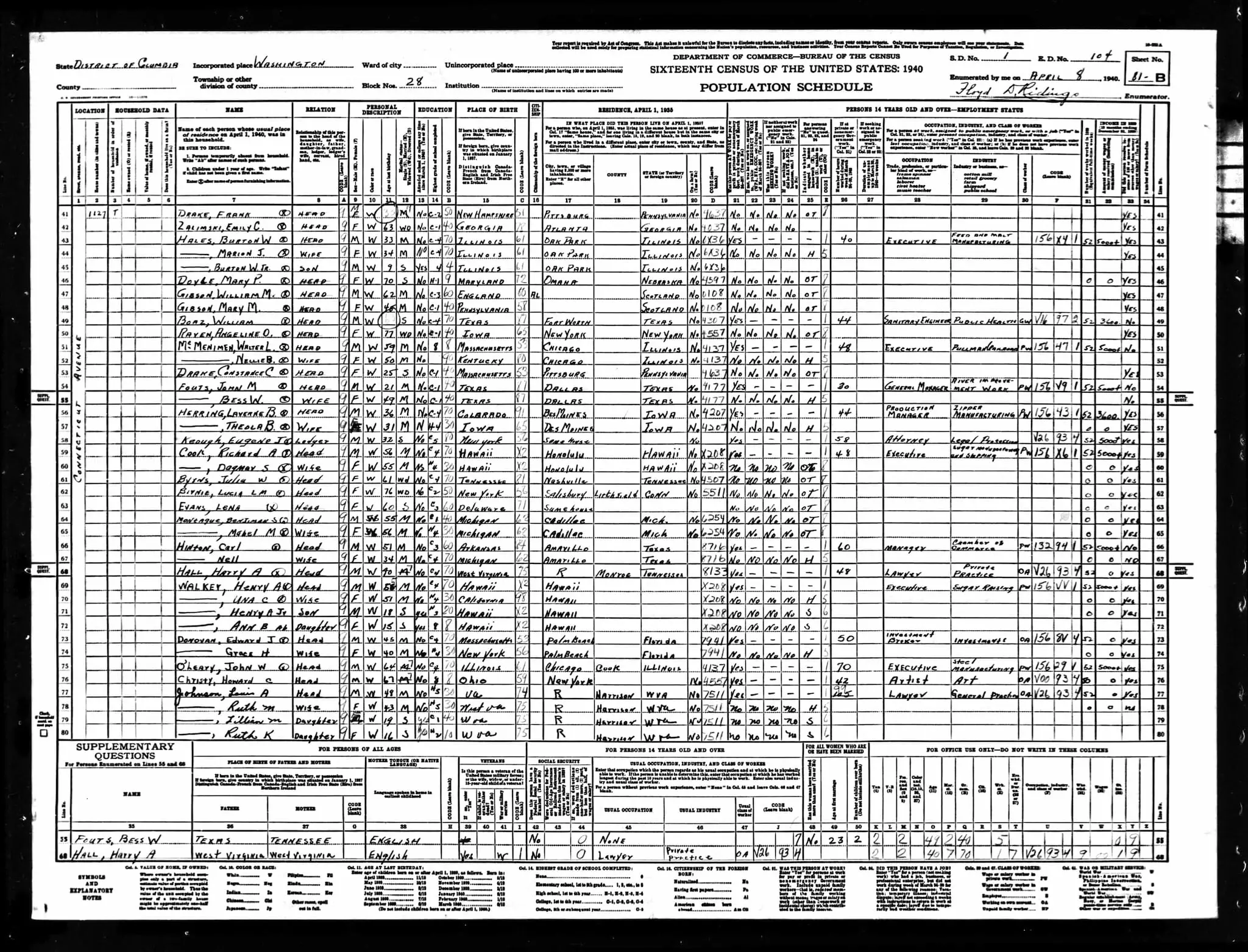 1940 U.S. Census - Mayflower Hotel - pg. 5