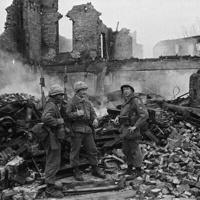 soldiers amid 1968 riot ruins
