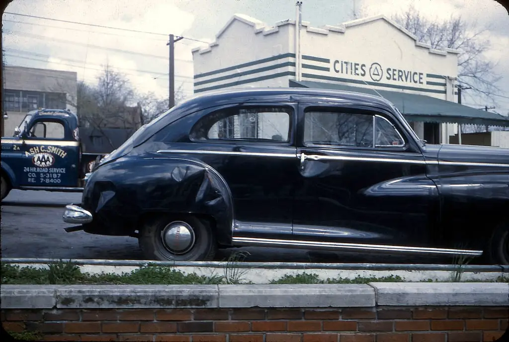 1950s car after accident