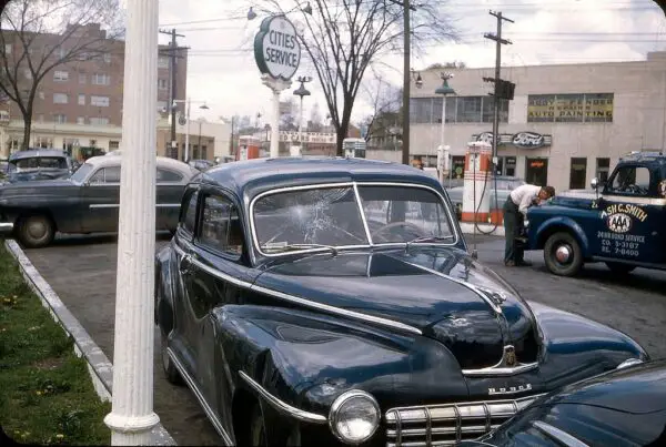 1950s car after accident