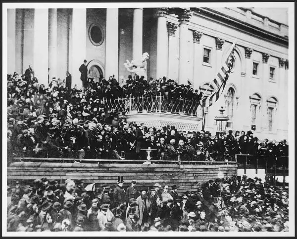 Abraham Lincoln delivers his second inaugural address