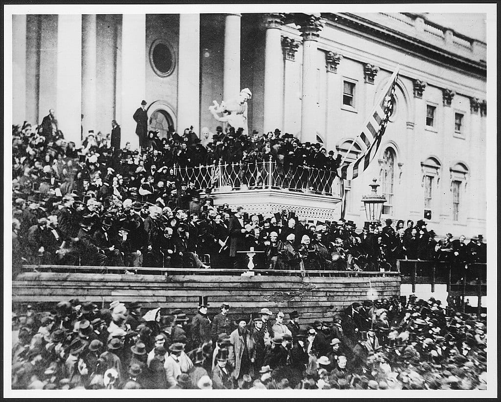 Abraham Lincoln delivers his second inaugural address