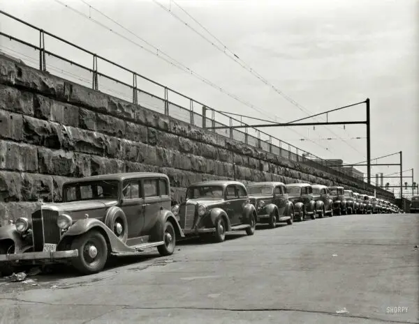 1939 photograph next to the railroad tracks