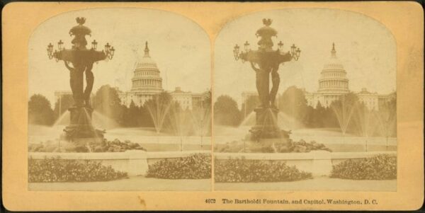 The Bartholdi Fountain and Capitol, Photographers Kilburn Brothers before 1927, via Wikipedia