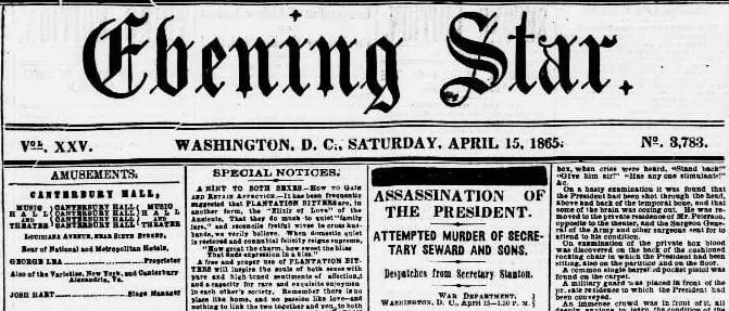 The Evening Star April 15, 1865