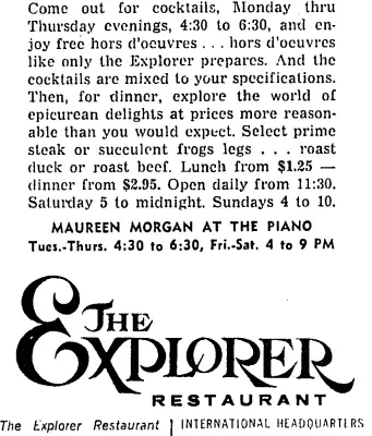 The Explorer Restaurant advertisement