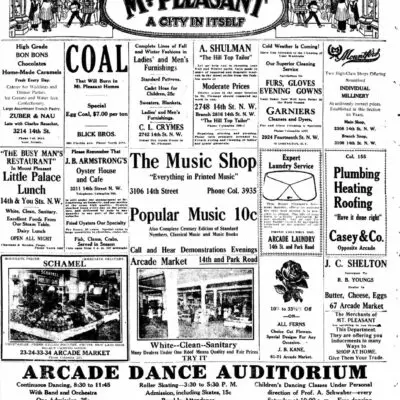 Mt. Pleasant advertisement in 1915