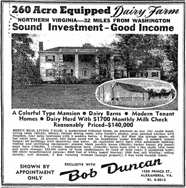 dairy farm advertisement in 1950