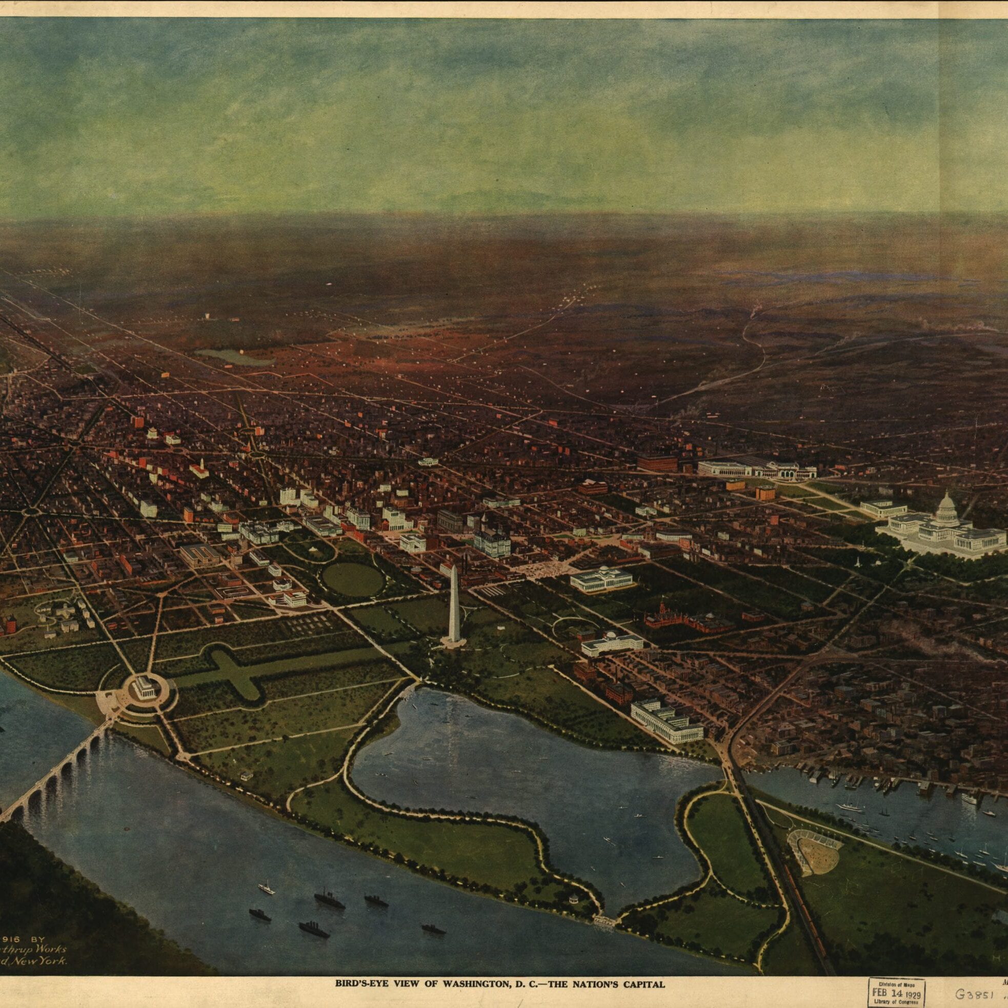 A Bird's Eye View of Washington, Looking Toward the Northeast