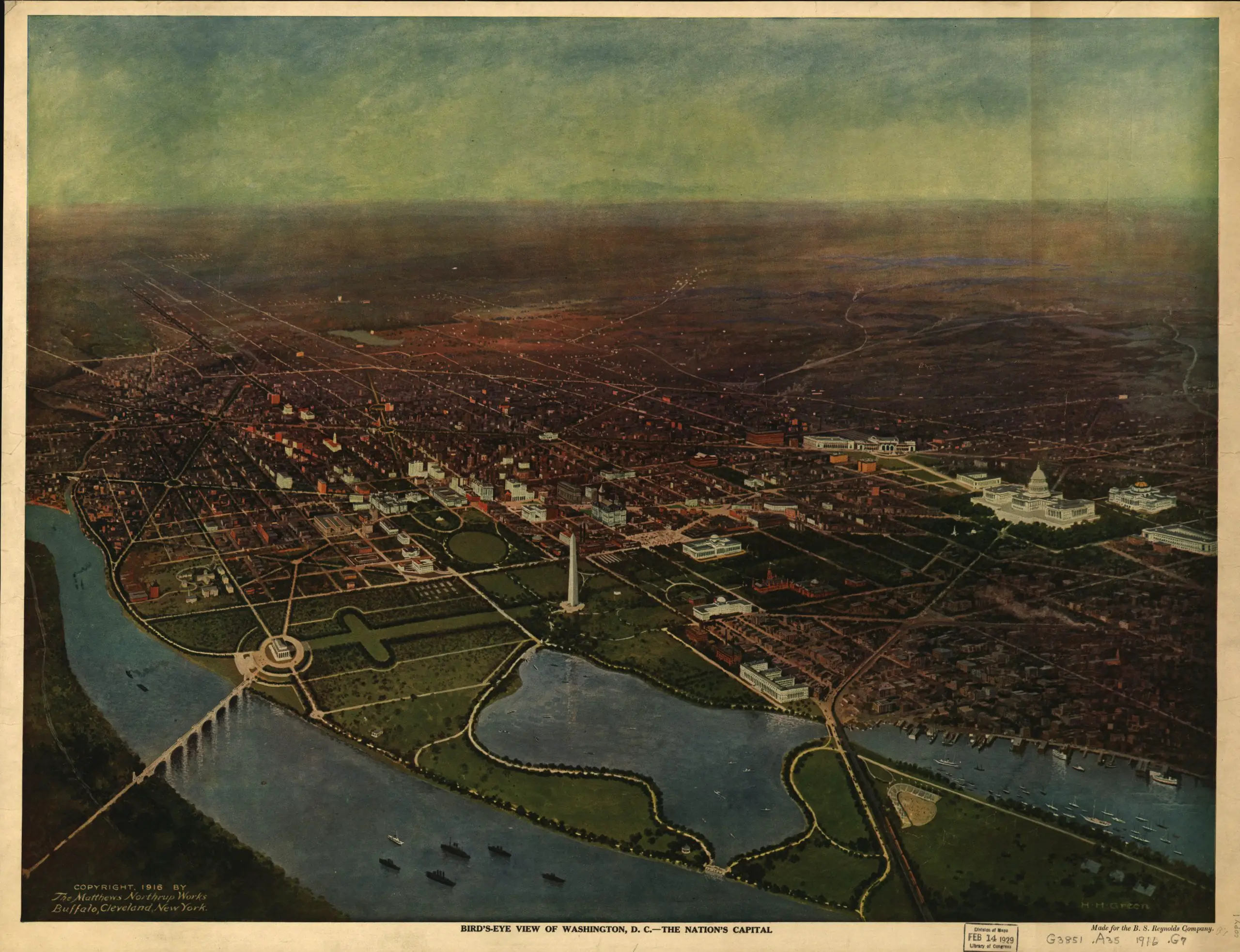 1916 bird's eye view of Washington