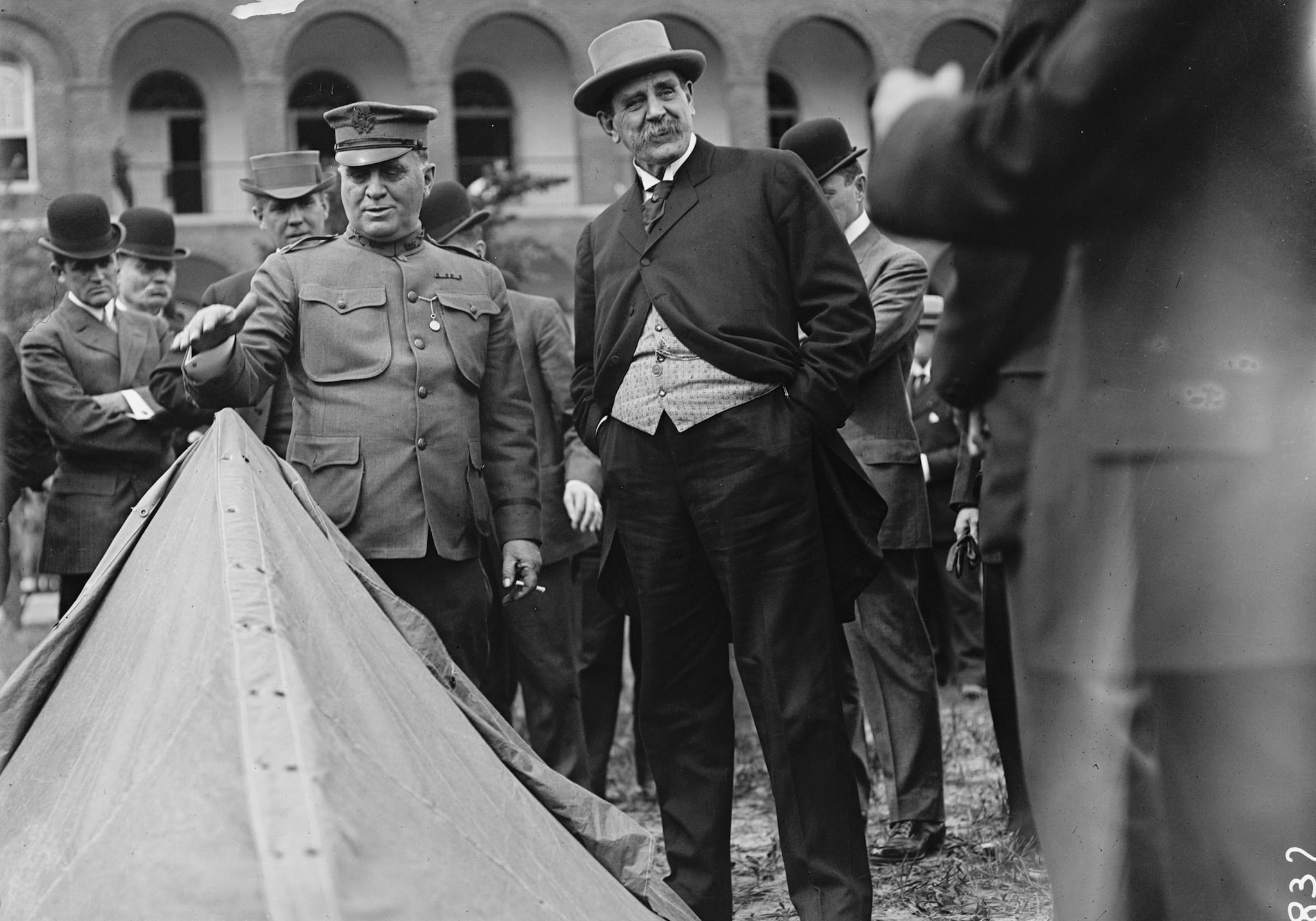 Secretary Dickinson in 1911 inspecting army equipment