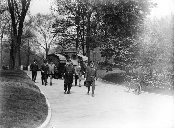 tank rolling through Washington during World War I