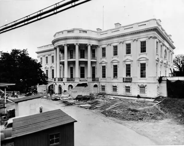 View of the South Portico of the White House - February 16th, 1952