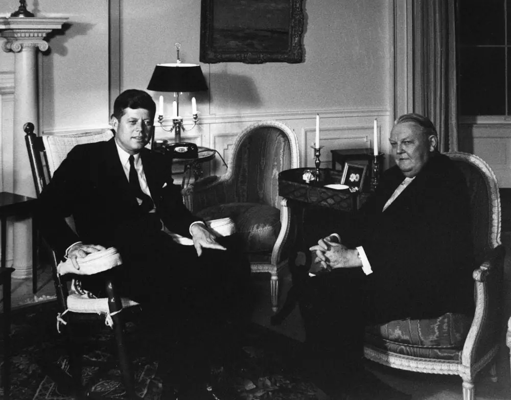 Kennedy and Erhard when JFK visited West Germany in 1962