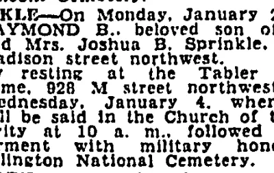 Washington Post obituaries - January 4th, 1933
