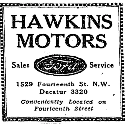 Hawkins Motors advertisement in 1931