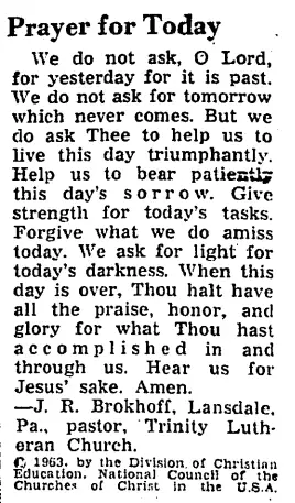 prayer for November 22nd, 1963