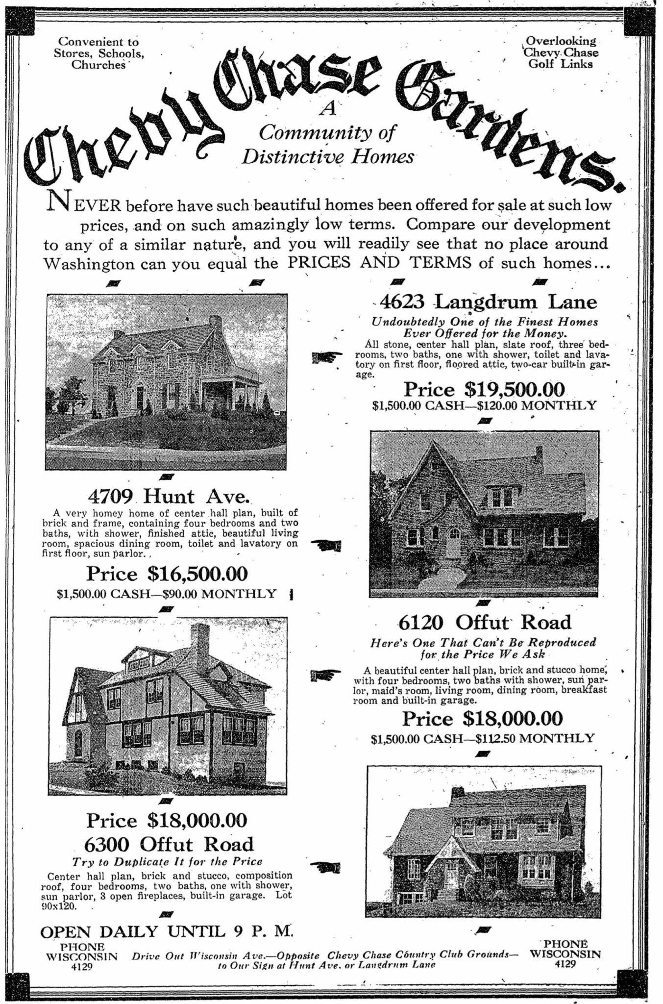 1929 Ad for Chevy Chase Gardens Homes - Ghosts of DC